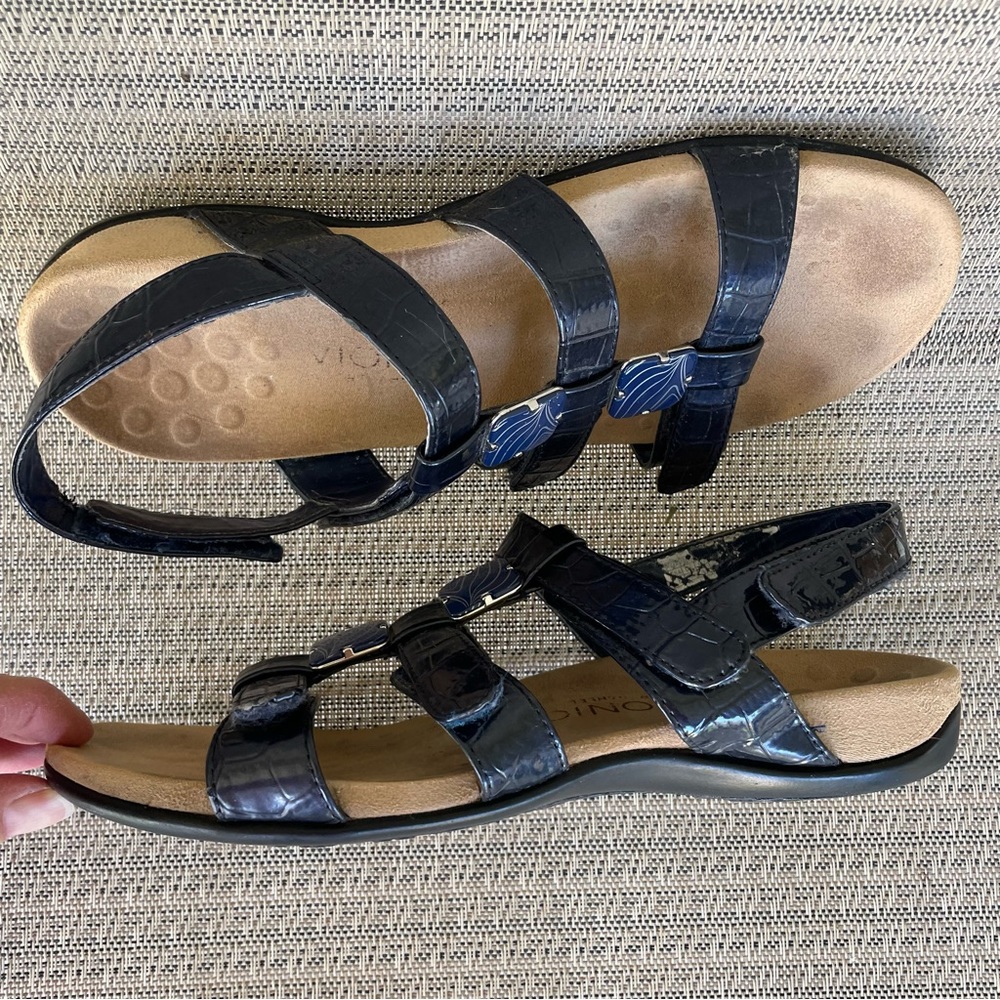 Vionic Amber Navy Back Strap Sandals Orthodic Size 8 - Picture 7 of 9